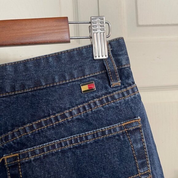 Tommy Hilfiger Womens Dark Wash Y2K Grommet Accent Shortie Jean Shorts Size 4 - Picture 4 of 7